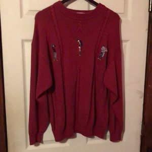 Izod Golf Embroidered Red Sweater Mens Medium M